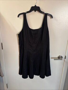 Black Pleated Banana Republic Square Neck Dress